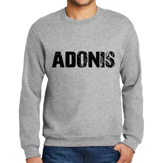Mens Printed Graphic Sweatshirt Popular Words Adonis Grey Marl - Grey Marl / Small / Cotton - Sweatshirts