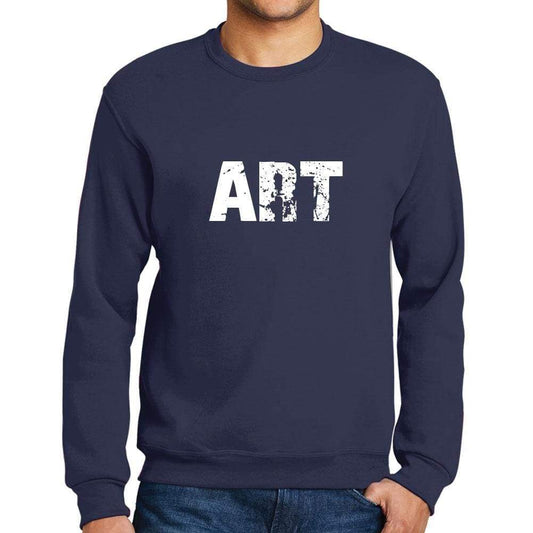 Mens Printed Graphic Sweatshirt Popular Words Art French Navy - French Navy / Small / Cotton - Sweatshirts