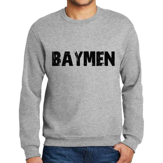 Mens Printed Graphic Sweatshirt Popular Words Baymen Grey Marl - Grey Marl / Small / Cotton - Sweatshirts
