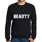 Mens Printed Graphic Sweatshirt Popular Words Beauty Deep Black - Deep Black / Small / Cotton - Sweatshirts