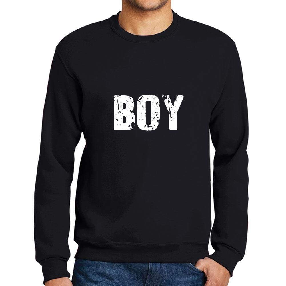 Mens Printed Graphic Sweatshirt Popular Words Boy Deep Black - Deep Black / Small / Cotton - Sweatshirts