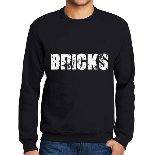 Mens Printed Graphic Sweatshirt Popular Words Bricks Deep Black - Deep Black / Small / Cotton - Sweatshirts