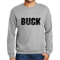 Mens Printed Graphic Sweatshirt Popular Words Buck Grey Marl - Grey Marl / Small / Cotton - Sweatshirts