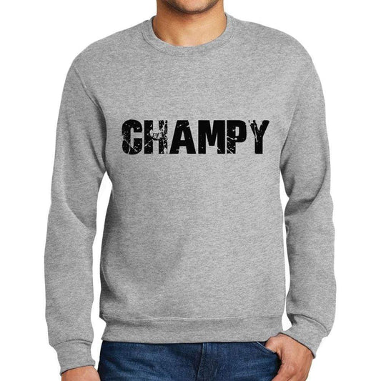 Mens Printed Graphic Sweatshirt Popular Words Champy Grey Marl - Grey Marl / Small / Cotton - Sweatshirts