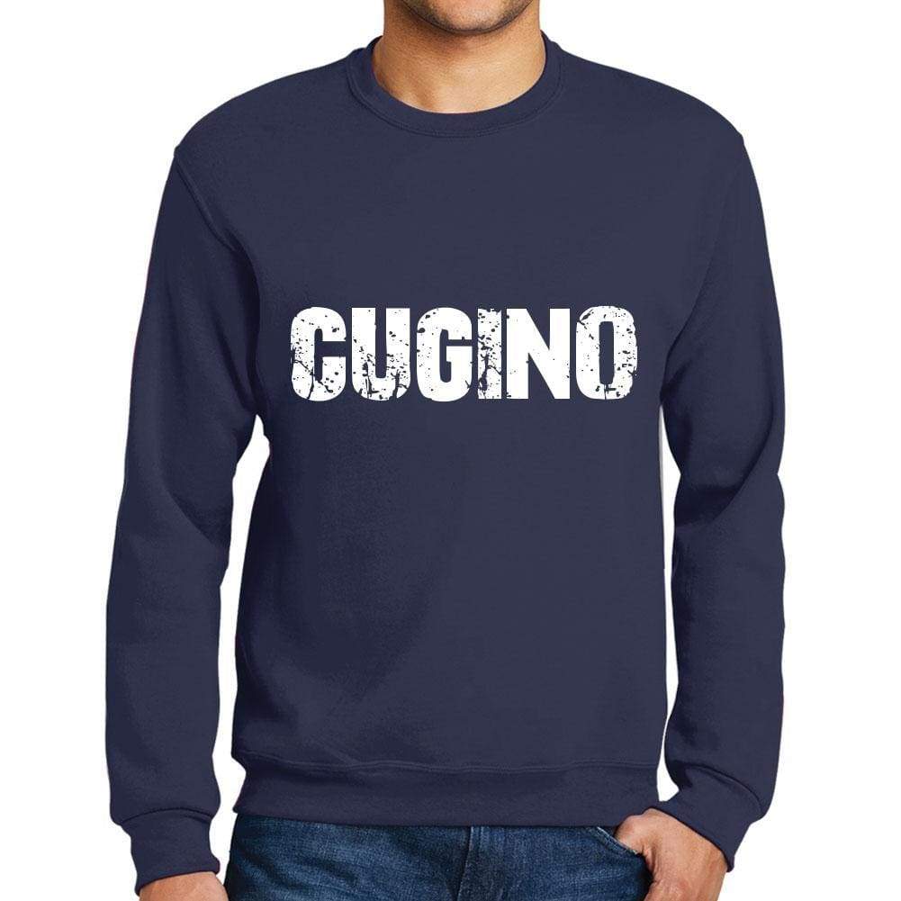 Mens Printed Graphic Sweatshirt Popular Words Cugino French Navy - French Navy / Small / Cotton - Sweatshirts