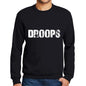 Mens Printed Graphic Sweatshirt Popular Words Droops Deep Black - Deep Black / Small / Cotton - Sweatshirts
