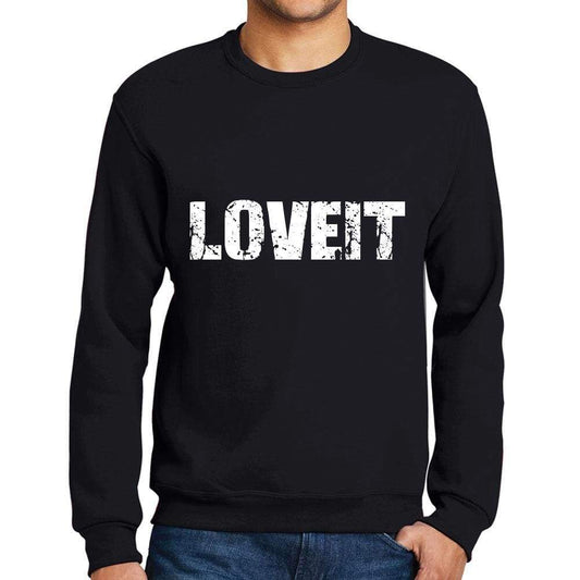 Mens Printed Graphic Sweatshirt Popular Words Loveit Deep Black - Deep Black / Small / Cotton - Sweatshirts