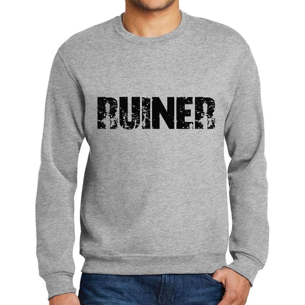 Mens Printed Graphic Sweatshirt Popular Words Ruiner Grey Marl - Grey Marl / Small / Cotton - Sweatshirts