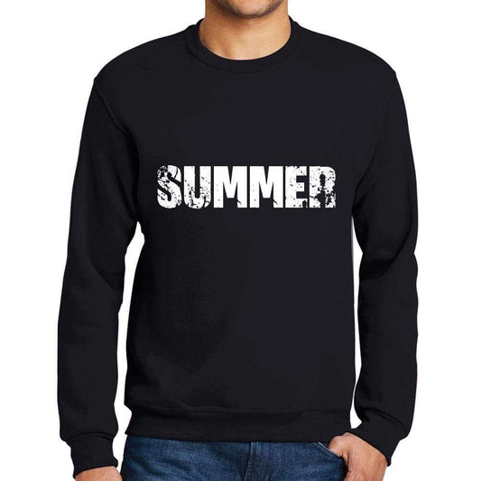 Mens Printed Graphic Sweatshirt Popular Words Summer Deep Black - Deep Black / Small / Cotton - Sweatshirts