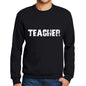 Mens Printed Graphic Sweatshirt Popular Words Teacher Deep Black - Deep Black / Small / Cotton - Sweatshirts