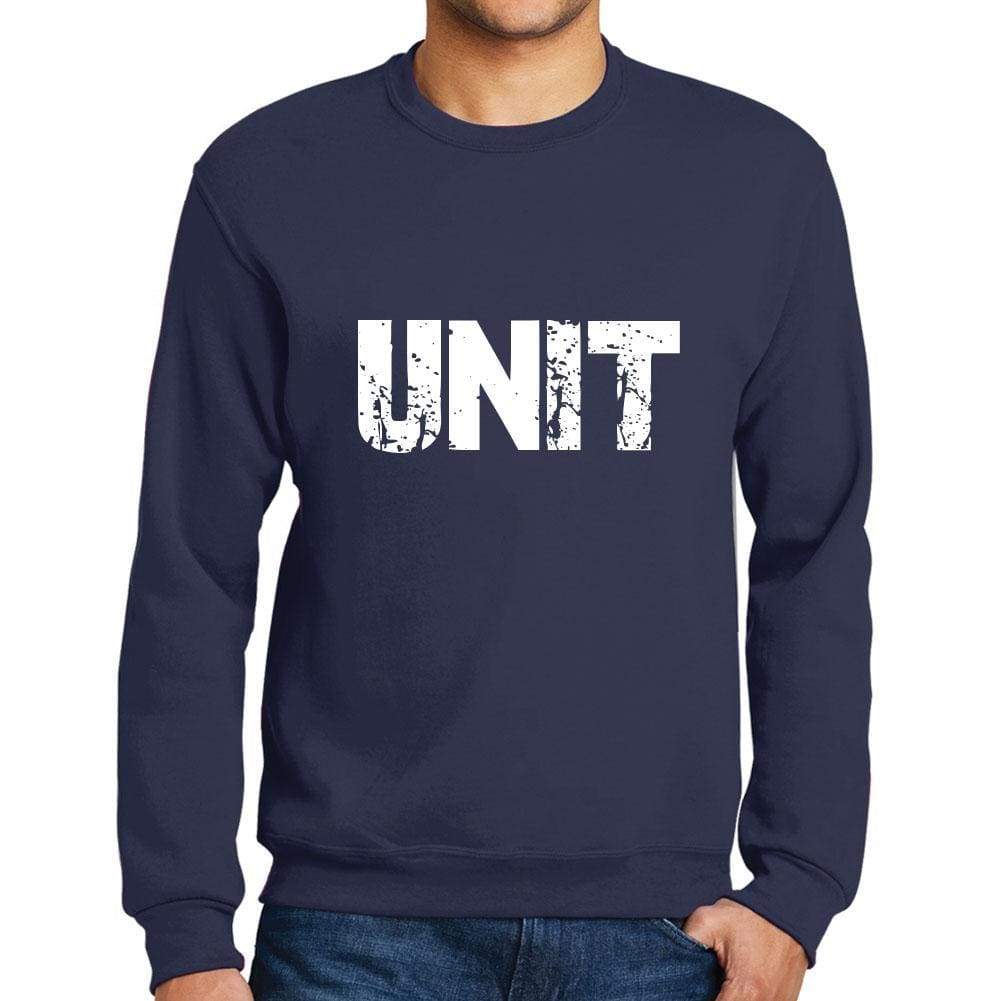 Mens Printed Graphic Sweatshirt Popular Words Unit French Navy - French Navy / Small / Cotton - Sweatshirts