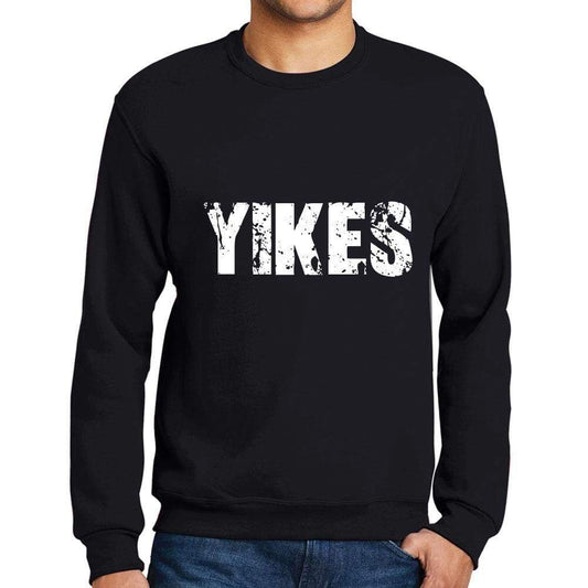 Mens Printed Graphic Sweatshirt Popular Words Yikes Deep Black - Deep Black / Small / Cotton - Sweatshirts