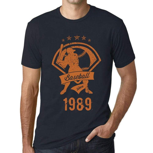 Mens Vintage Tee Shirt Graphic T Shirt Baseball Since 1989 Navy - Navy / Xs / Cotton - T-Shirt