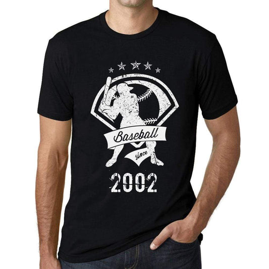 Mens Vintage Tee Shirt Graphic T Shirt Baseball Since 2002 Deep Black White Text - Deep Black White Text / Xs / Cotton - T-Shirt