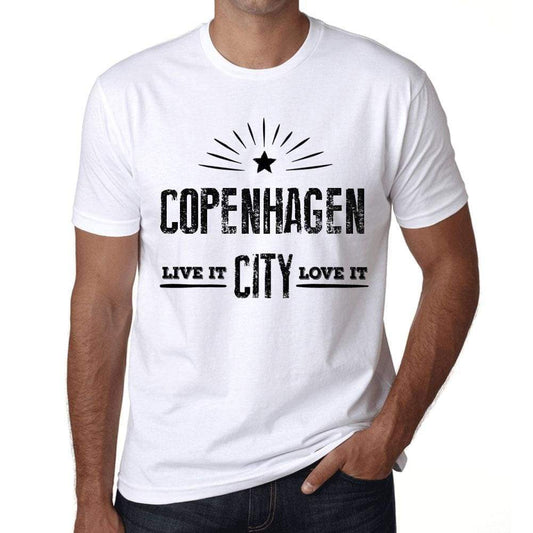Mens Vintage Tee Shirt Graphic T Shirt Live It Love It Copenhagen White - White / Xs / Cotton - T-Shirt
