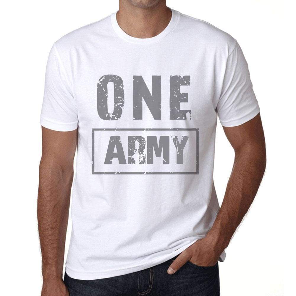 Mens Vintage Tee Shirt Graphic T Shirt One Army White - White / Xs / Cotton - T-Shirt