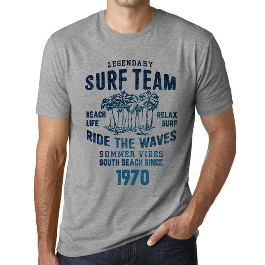 Mens Vintage Tee Shirt Graphic T Shirt Surf Team 1970 Grey Marl - Grey Marl / Xs / Cotton - T-Shirt