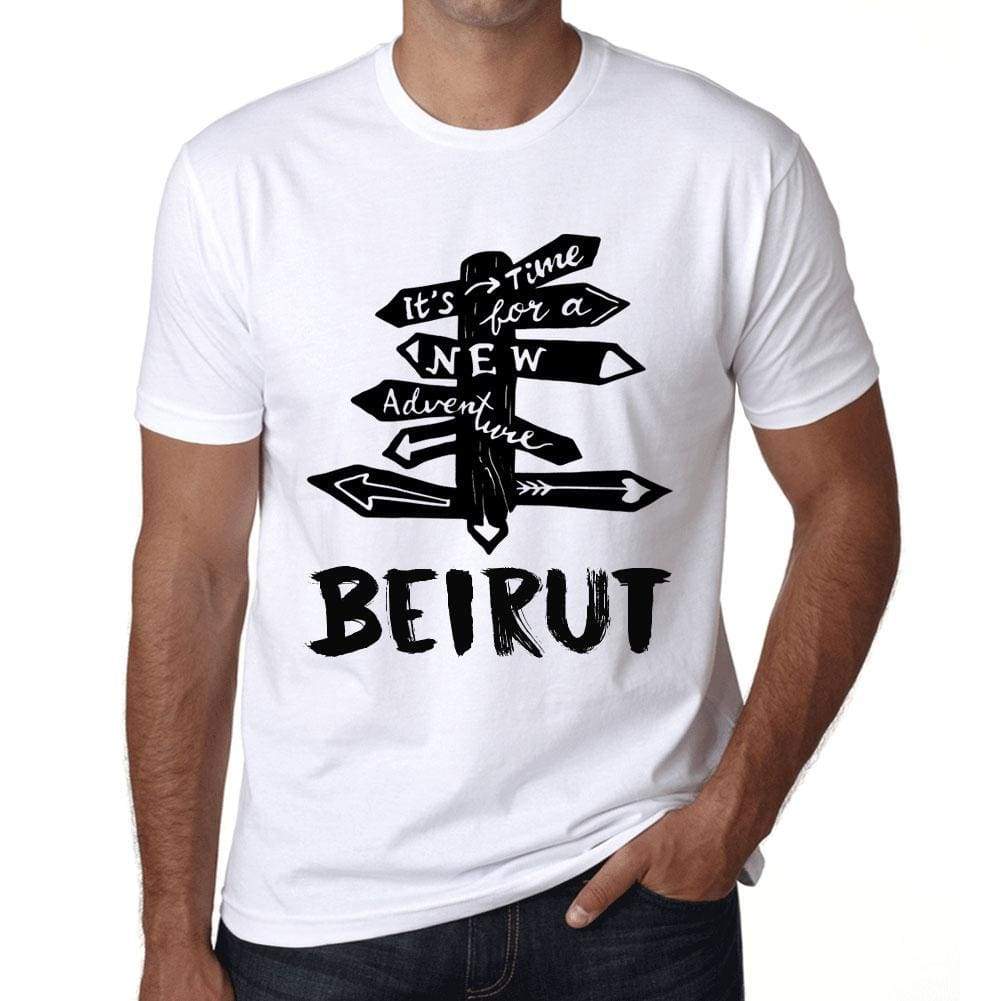 Mens Vintage Tee Shirt Graphic T Shirt Time For New Advantures Beirut White - White / Xs / Cotton - T-Shirt