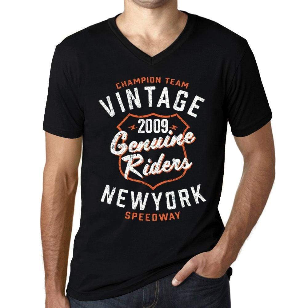 Mens Vintage Tee Shirt Graphic V-Neck T Shirt Genuine Riders 2009 Black - Black / S / Cotton - T-Shirt