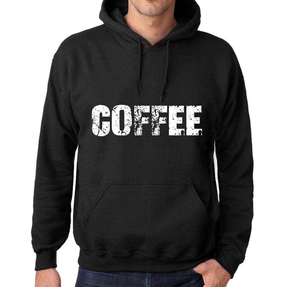 Mens Womens Unisex Printed Graphic Cotton Hoodie Soft Heavyweight Hooded Sweatshirt Pullover Popular Words Coffee Deep Black - Black / Xs /