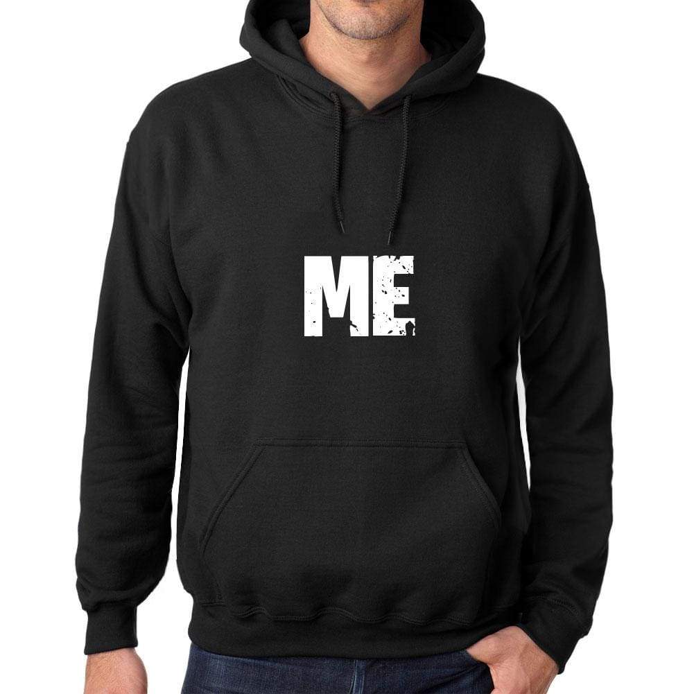 Mens Womens Unisex Printed Graphic Cotton Hoodie Soft Heavyweight Hooded Sweatshirt Pullover Popular Words Me Deep Black - Black / Xs /