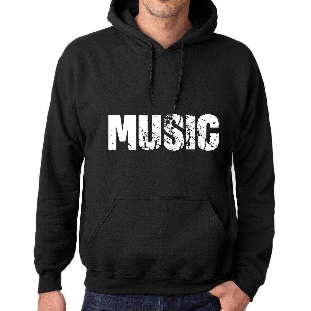 Mens Womens Unisex Printed Graphic Cotton Hoodie Soft Heavyweight Hooded Sweatshirt Pullover Popular Words Music Deep Black - Black / Xs /