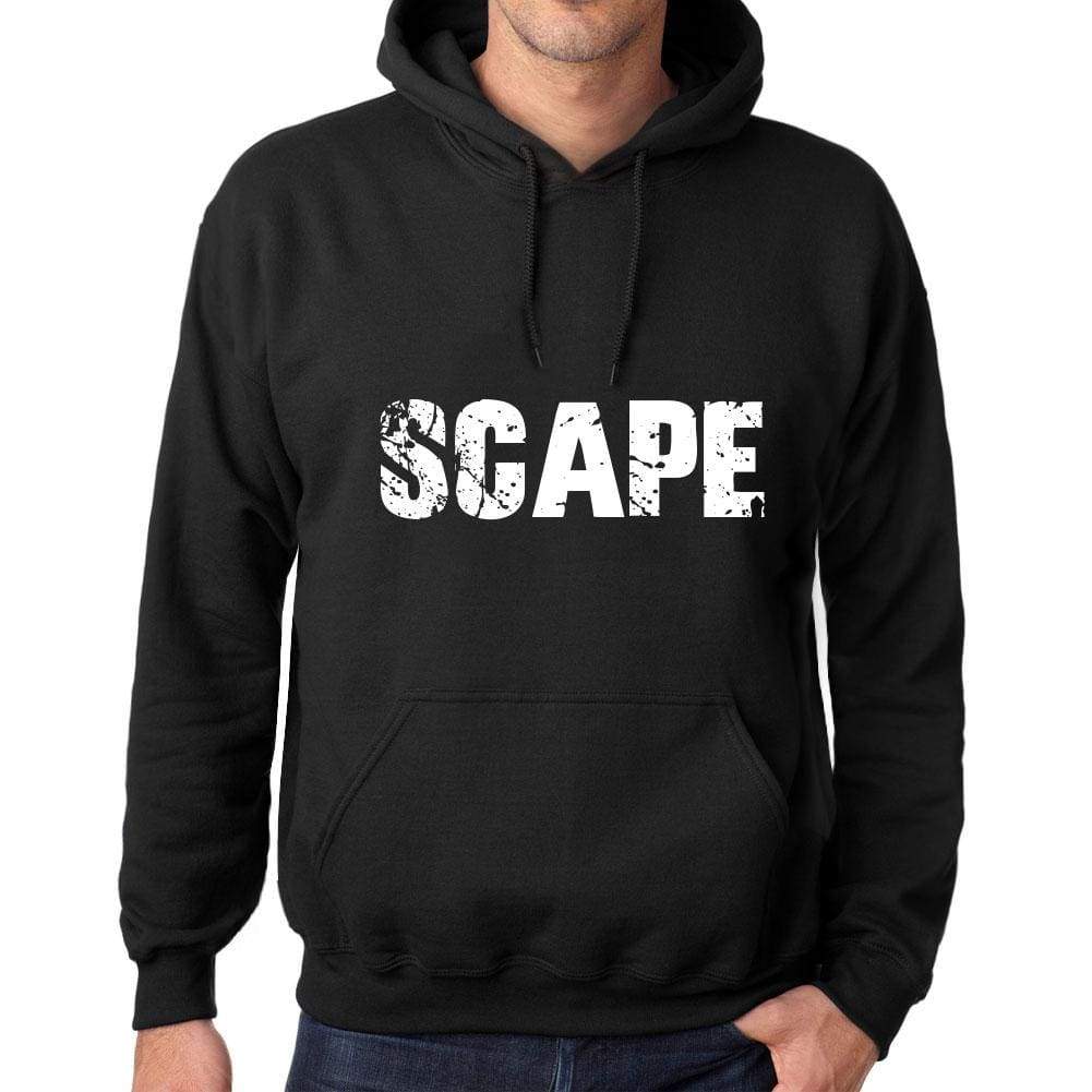 Mens Womens Unisex Printed Graphic Cotton Hoodie Soft Heavyweight Hooded Sweatshirt Pullover Popular Words Scape Deep Black - Black / Xs /