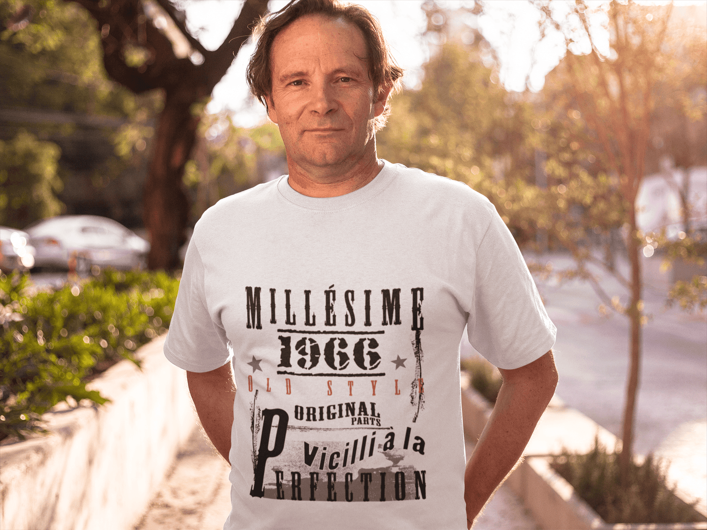 1966,birthday gifts for him,birthday t-shirts,Men's Short Sleeve Round Neck T-shirt , FR Vintage White Men's 00135