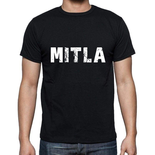 Mitla Mens Short Sleeve Round Neck T-Shirt 5 Letters Black Word 00006 - Casual