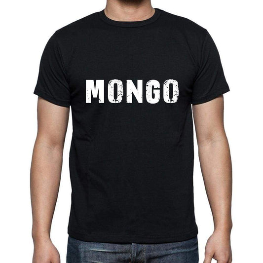 Mongo Mens Short Sleeve Round Neck T-Shirt 5 Letters Black Word 00006 - Casual