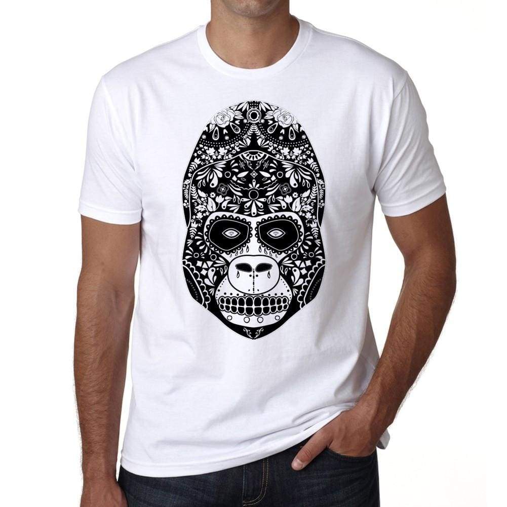 Monkey Skull Mens White Tee 100% Cotton 00187