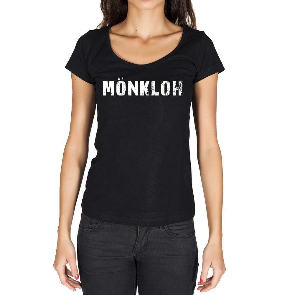 Mönkloh German Cities Black Womens Short Sleeve Round Neck T-Shirt 00002 - Casual