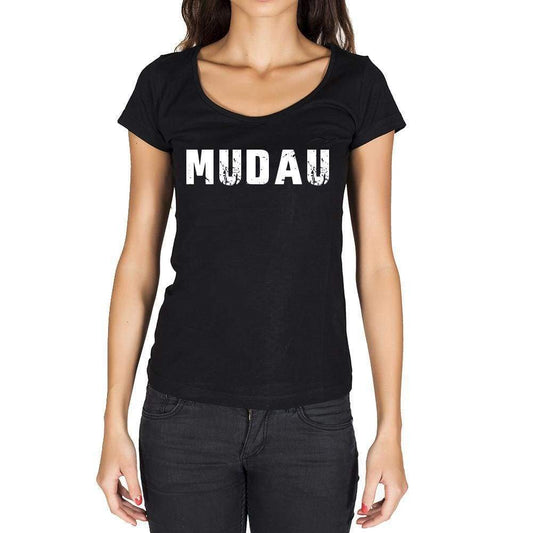 Mudau German Cities Black Womens Short Sleeve Round Neck T-Shirt 00002 - Casual