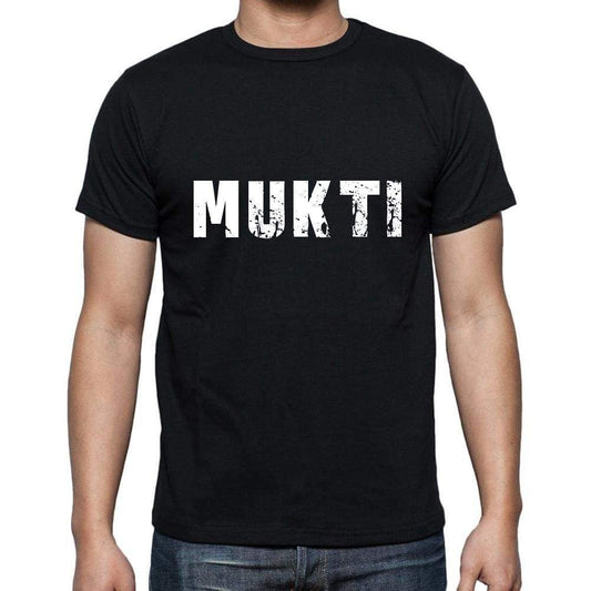 Mukti Mens Short Sleeve Round Neck T-Shirt 5 Letters Black Word 00006 - Casual