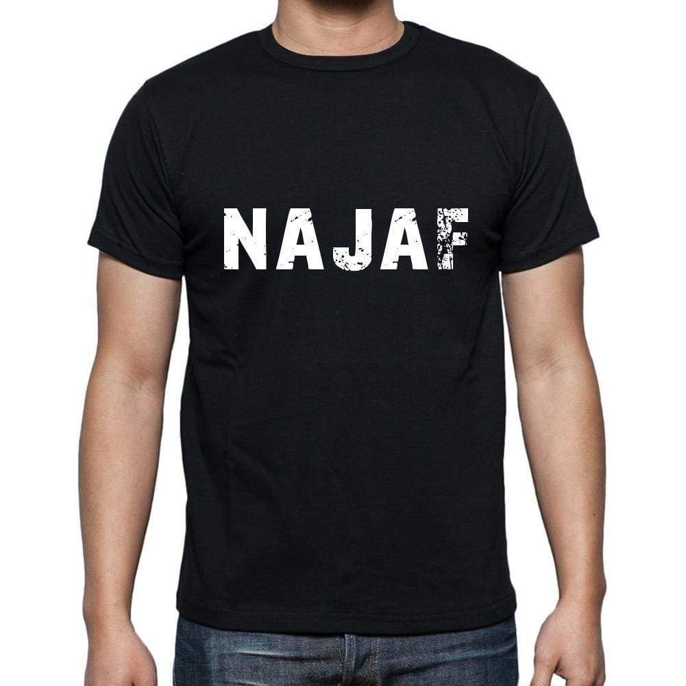 Najaf Mens Short Sleeve Round Neck T-Shirt 5 Letters Black Word 00006 - Casual