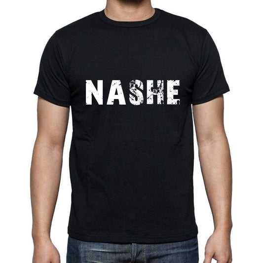Nashe Mens Short Sleeve Round Neck T-Shirt 5 Letters Black Word 00006 - Casual