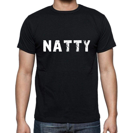 Natty Mens Short Sleeve Round Neck T-Shirt 5 Letters Black Word 00006 - Casual