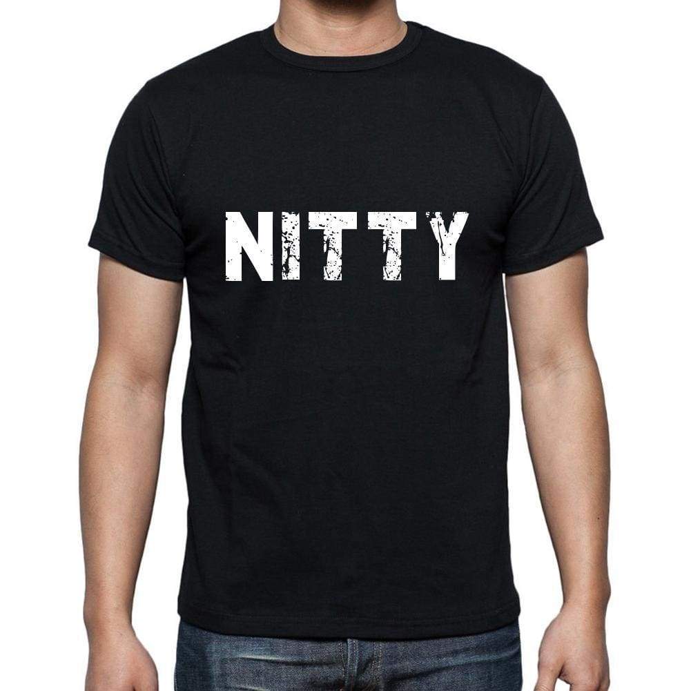 Nitty Mens Short Sleeve Round Neck T-Shirt 5 Letters Black Word 00006 - Casual