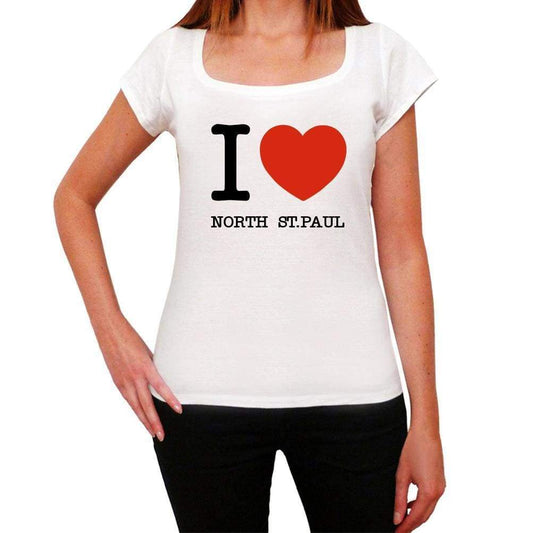 North St.paul I Love Citys White Womens Short Sleeve Round Neck T-Shirt 00012 - White / Xs - Casual