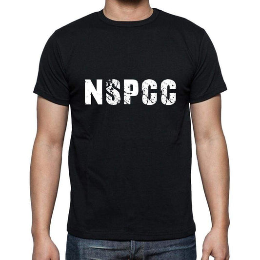 Nspcc Mens Short Sleeve Round Neck T-Shirt 5 Letters Black Word 00006 - Casual