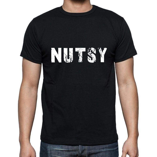 Nutsy Mens Short Sleeve Round Neck T-Shirt 5 Letters Black Word 00006 - Casual