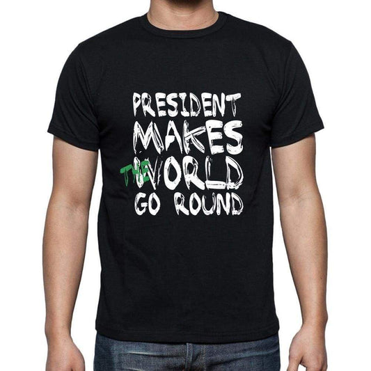 President World Goes Round Mens Short Sleeve Round Neck T-Shirt 00082 - Black / S - Casual