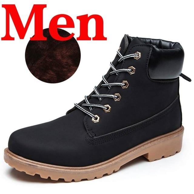 Winter Men Boots PU Outdoor Snow Ankle Boots Male Lace Up Anti-slip Booties British Sneakers Plus Size 46 Zapatos De Hombre-Shoes-Ultrabasic