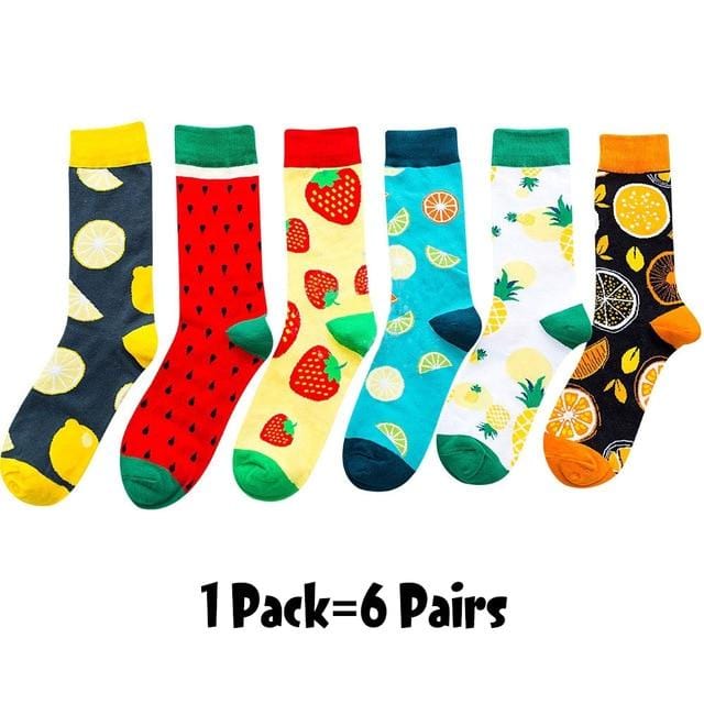 6/5 pairs/pack Korean Fresh Fruits Socks Lemon Pineapple Orange Watermelon Strawberry Fish Jellyfish swim ring Ship anchor socks