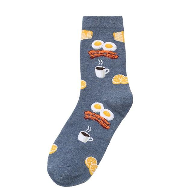 Novelty Women Socks Funny Cute Cartoon Fruits Banana Avocado Lemon Egg Donuts Food Happy Japanese Harajuku Skateboard Socks