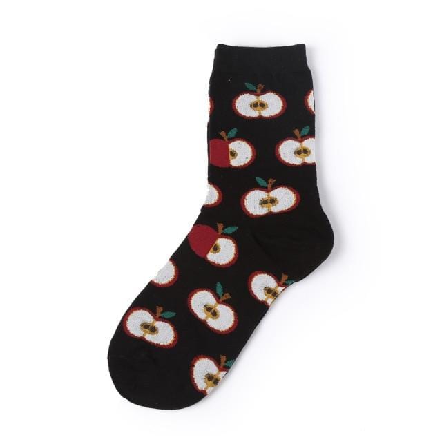 Novelty Women Socks Funny Cute Cartoon Fruits Banana Avocado Lemon Egg Donuts Food Happy Japanese Harajuku Skateboard Socks