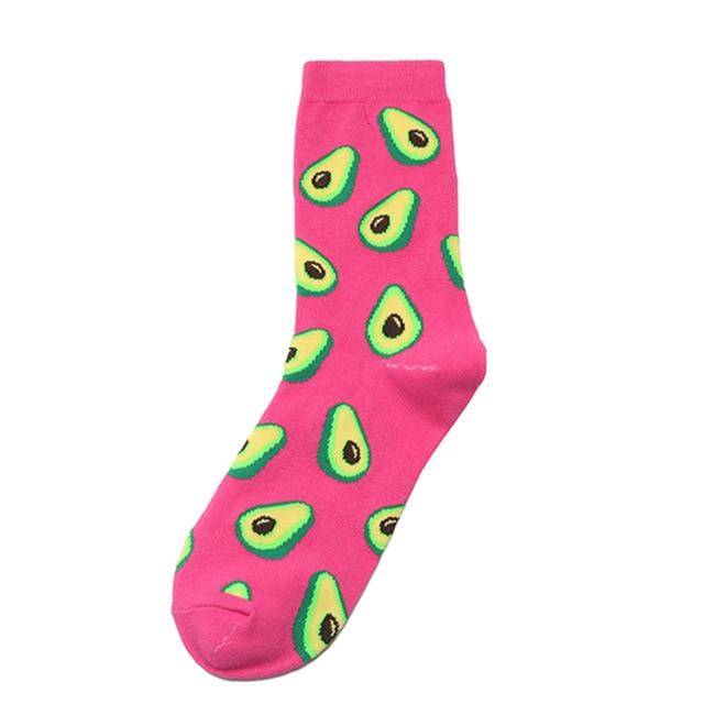 Novelty Women Socks Funny Cute Cartoon Fruits Banana Avocado Lemon Egg Donuts Food Happy Japanese Harajuku Skateboard Socks