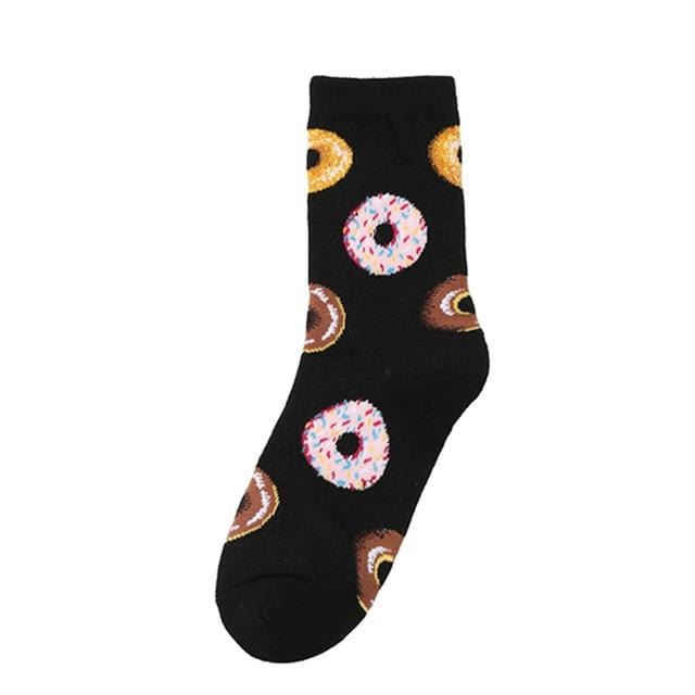 Novelty Women Socks Funny Cute Cartoon Fruits Banana Avocado Lemon Egg Donuts Food Happy Japanese Harajuku Skateboard Socks