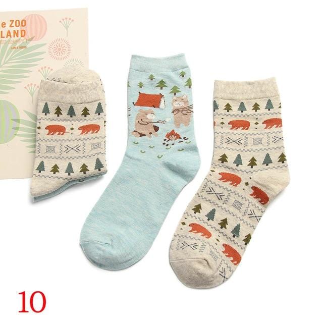 2Pair 2020 Spring Autumn Cute Socks Women Xmas Gift Box Cotton Socks Cartoon Print Creative Fashion Short Happy Socks For Girls