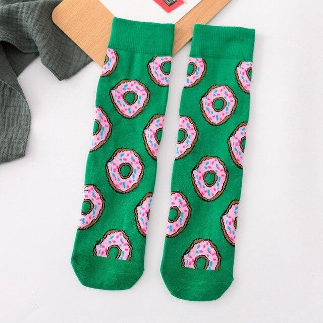 Harajuku Happy Socks Unisex Funny Cartoon Fruit Avocado Banana Burger Fries Beer Biscuit Fried Chicken Food Socks Skateboard -8